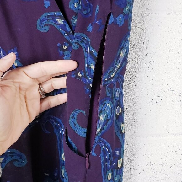 Cabi Women's Size 4 Style 3461 Treasure Paisley V Neck Midi Dress Purple - Picture 6 of 9